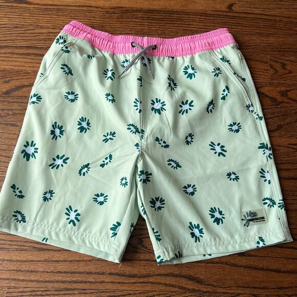 New Sovereign Code Lined Teen Boy Green Pink Swim Trunks Bottoms 18-20 - Picture 1 of 6